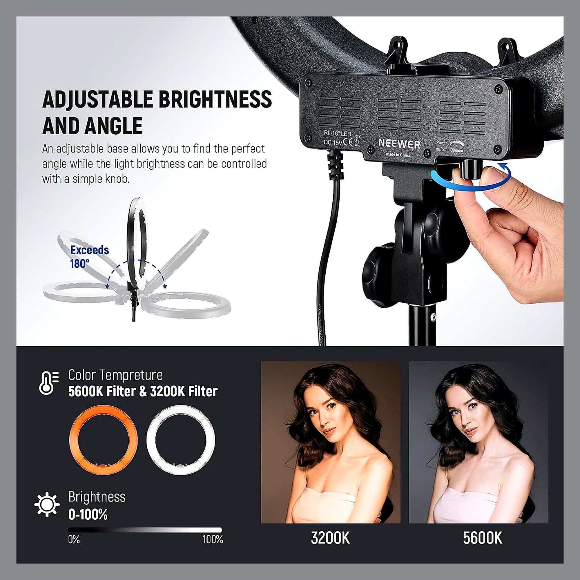 Neewer Ring Light Set – Adjustable LED Ring Light for Video & Content Creators